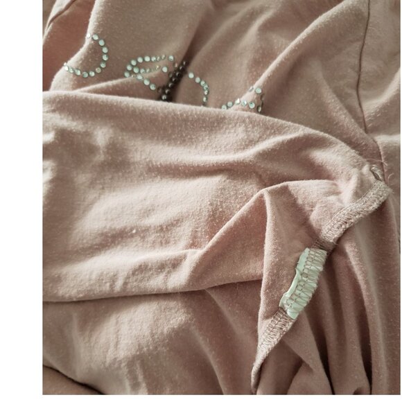 Y2K Bebe Pink Blush Rhinestone Girly Coquette Short Sleeve T-Shirt Small - Picture 9 of 9